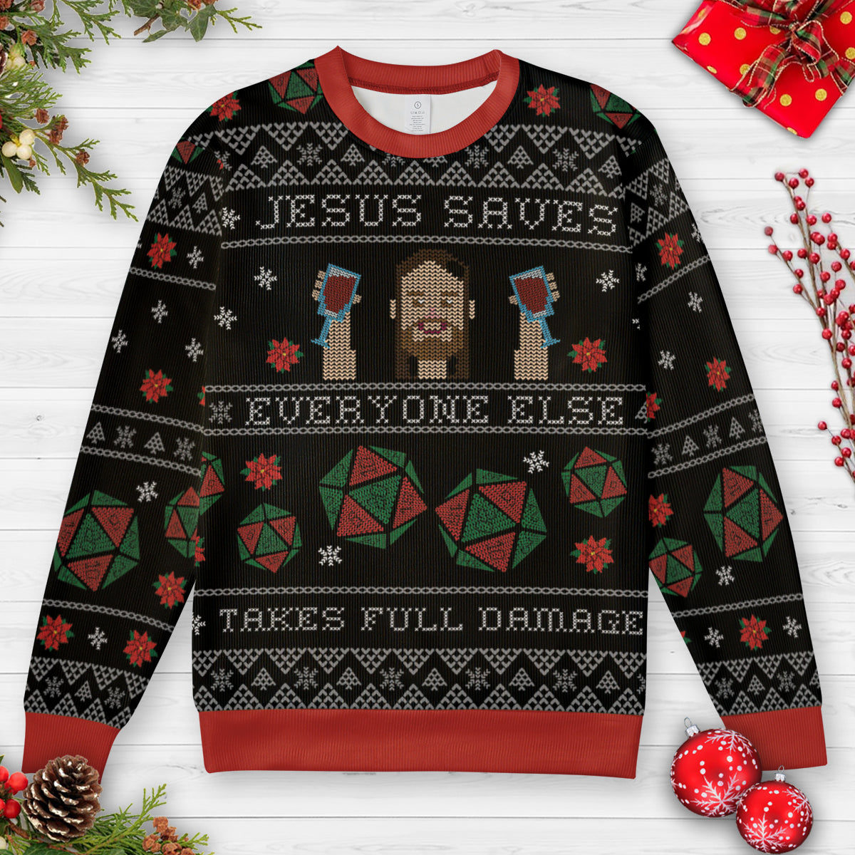Jesus Saves Ugly Christmas Sweatshirt