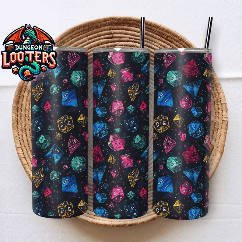 DnD D20 Dices Skinny Tumbler