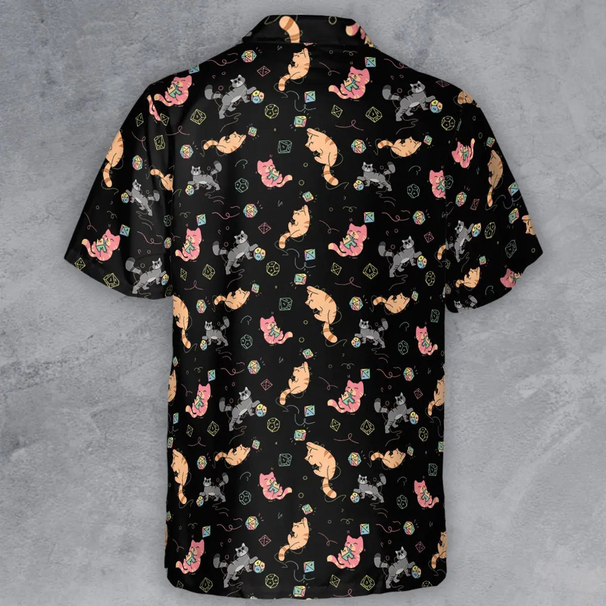 Cat With Dice Button Down Shirt