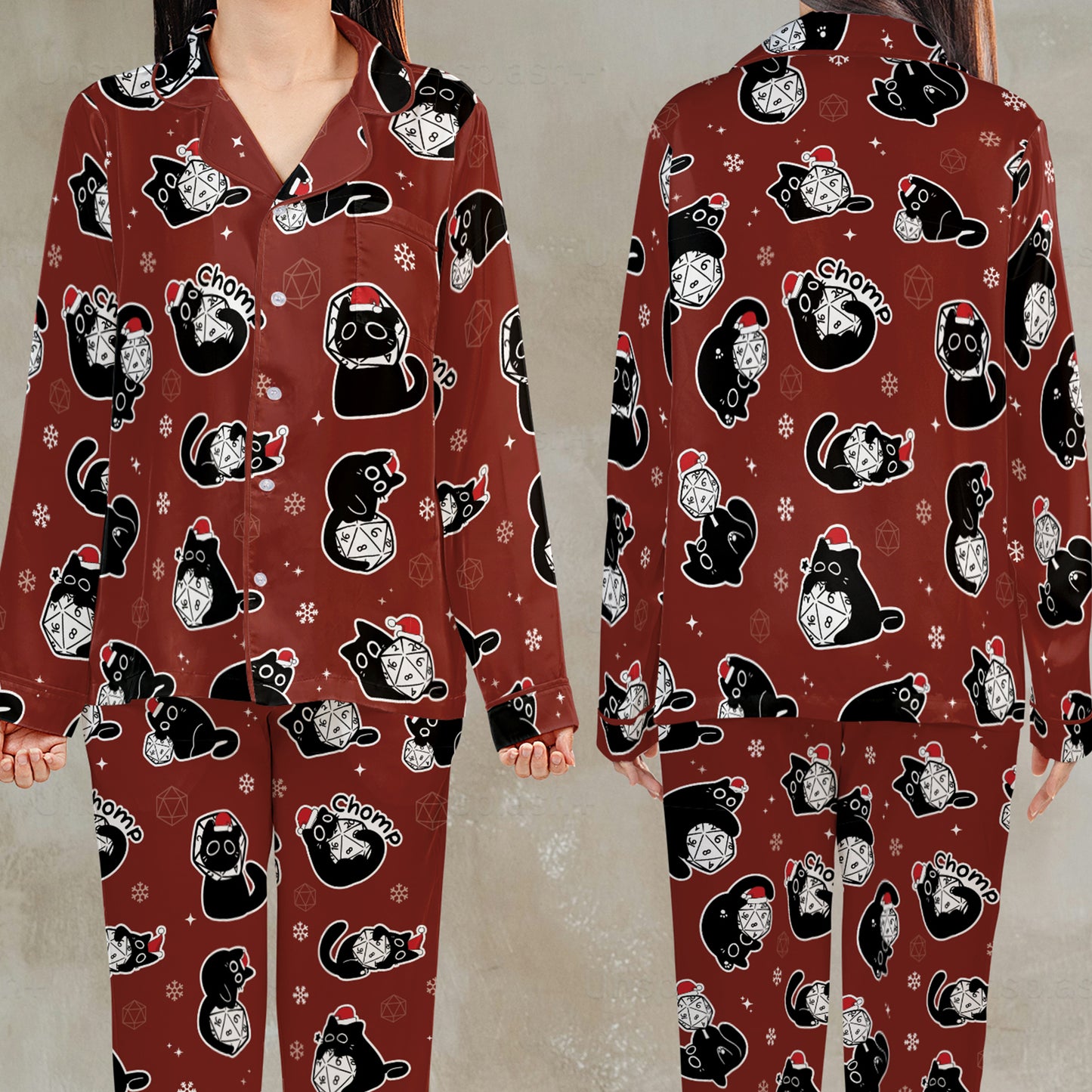 Christmas Black Cat Dice Pajamas Set