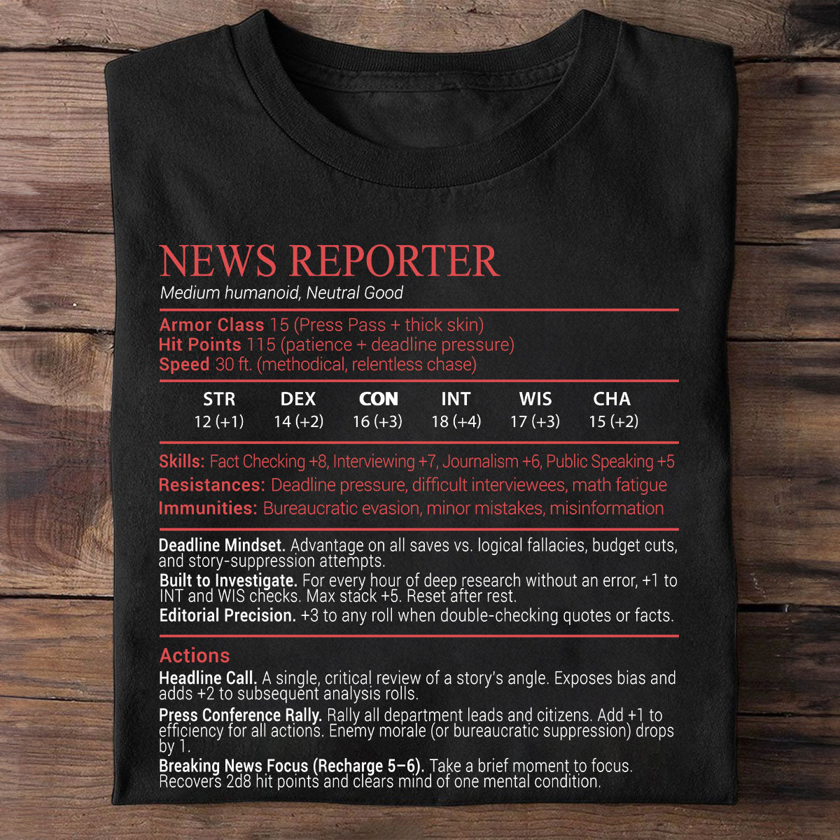 News Reporter Stats Block Classic Unisex T-Shirt