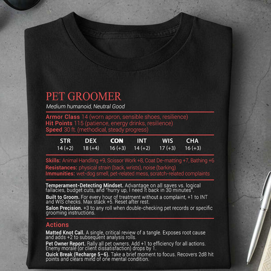 Pet Groomer Stats Block Classic Unisex T-Shirt