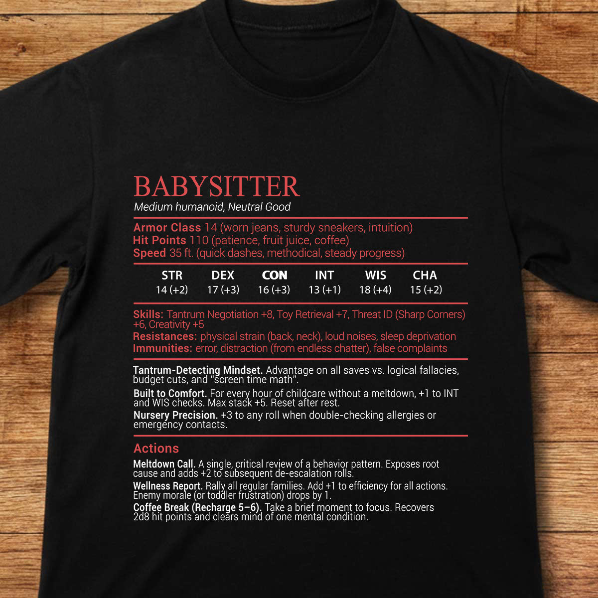 Baby Sitter Stats Block Classic Unisex T-Shirt