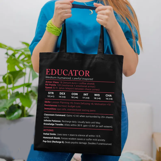 Educator Stats Lined Tote Bag