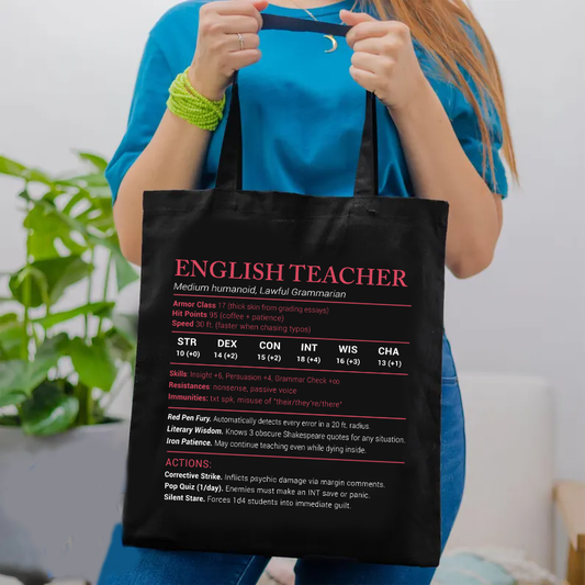 English Teacher Stats Tote Bag
