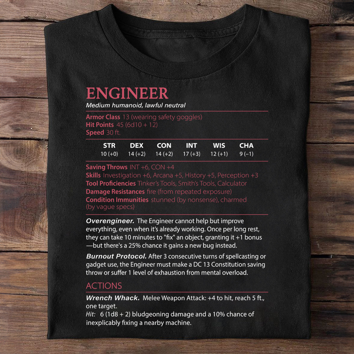 Engineer Stats Classic Unisex T-Shirt