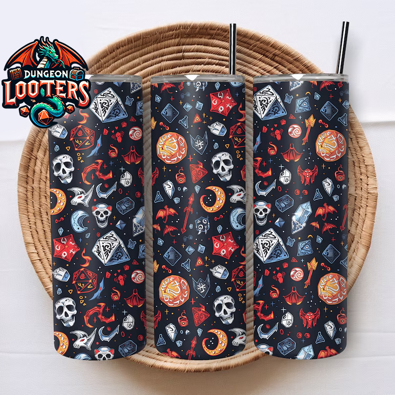 DnD Dice Skinny Tumbler