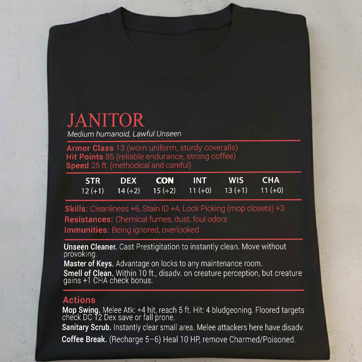 Janitor Stats Block Classic Unisex T-Shirt