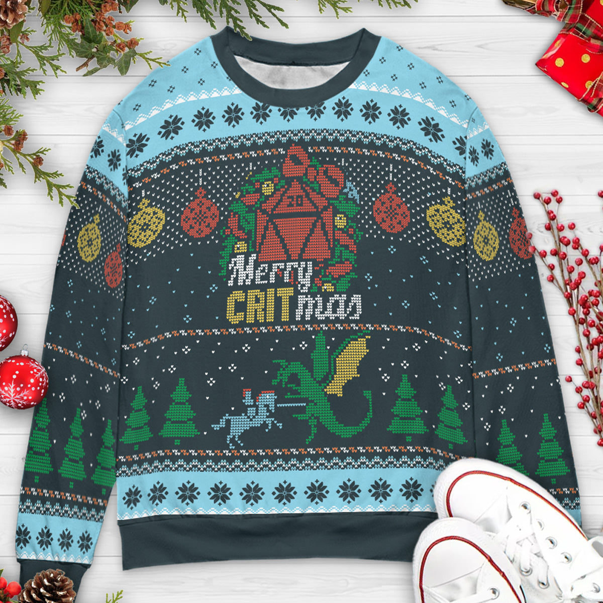 Merry Critmas RPG Ugly Christmas Sweatshirt