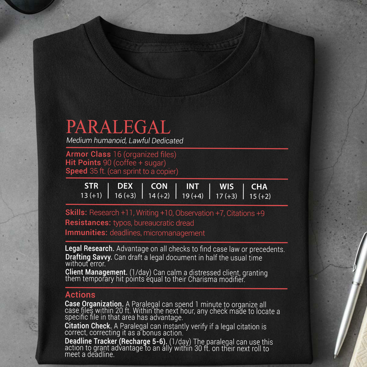Paralegal Stats Block Classic Unisex T-Shirt