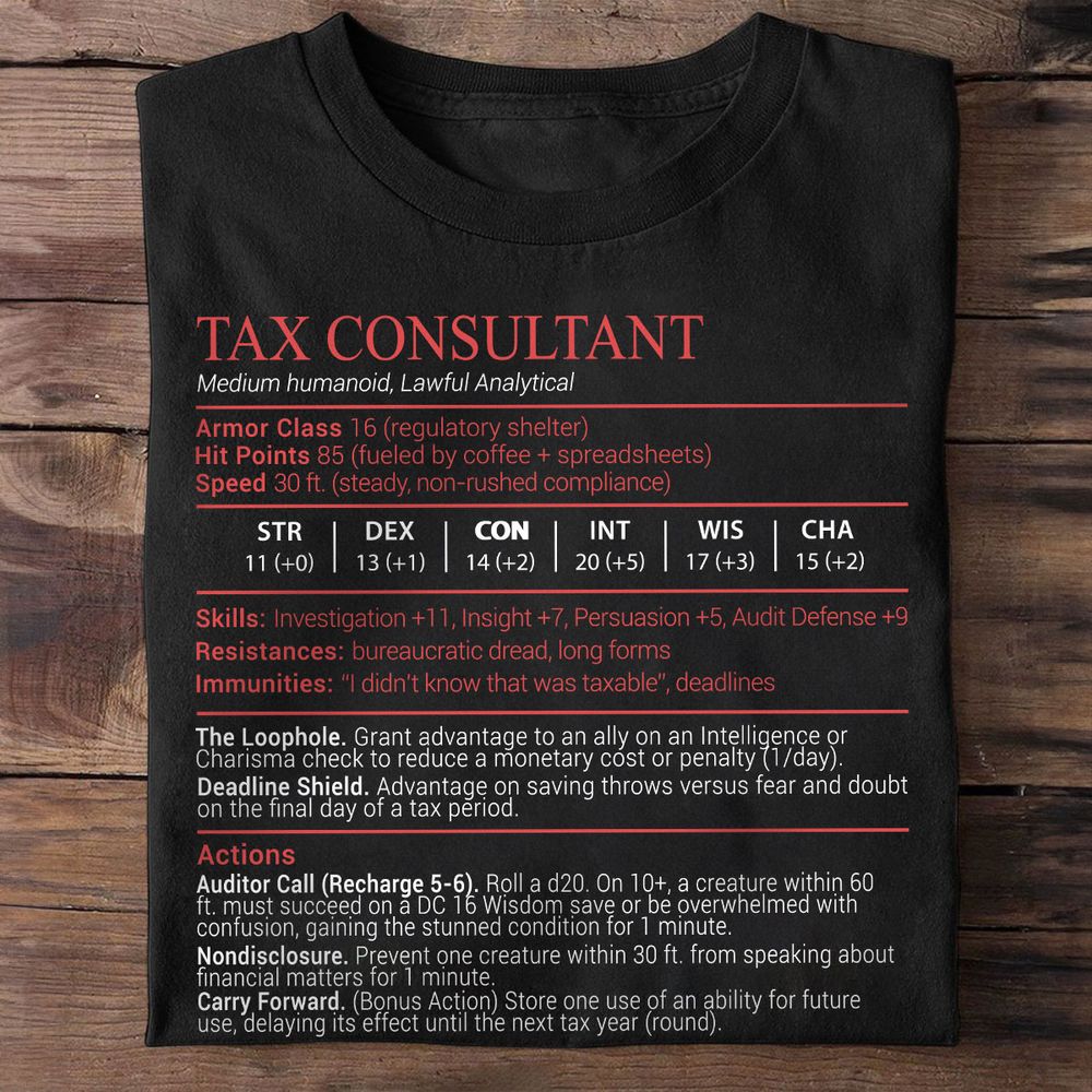 Tax Consultant Stats Block Classic Unisex T-Shirt -  - 0